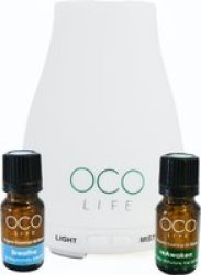 Oco Life Ultrasonic Diffuser Humidifier & Purifier With LED Light 120ML With 2 Oil Blends