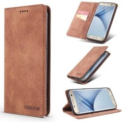 For Samsung Galaxy S7 Edge Taokkim Retro Matte Pu Horizontal Flip Leather Case With Holder & Card Slots Brown