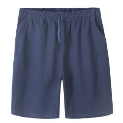 Plus Size Mens Cotton Shorts Elastic Waist Solid Color Loose Casual Sport Knee