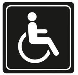 Parrot Products Disabled Toilet Symbolic Sign White Printed On Black Acp 150 X 150MM