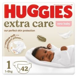 Huggies Extra Care Size 1 New Baby Up To 6KG Value Pack - 42 Nappies