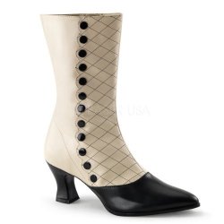 Funtasma VICTORIAN-123 Womens Cream-black Polyurethane Boots Size - 9