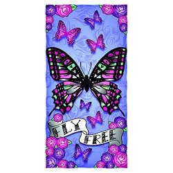Dawhud Direct Butterfly Fly Free Cotton Beach Towel By