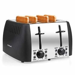 Prepameal 4 Slice Toaster Stainless Steel Toaster Four Slice Bagel Toaster Small Bake Toaster With 6 Browning Setting Reheat Defrost Bagel Cancel Function Extra