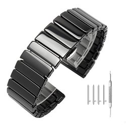 22MM Quick Release Watch Strap Black Ceramic Watch Band Mens For Samsung Gear S3 Frontier classic Pebble Time steel classic Smart Watch Bands Bracelet Deployant Clasp