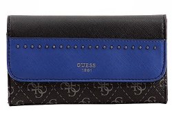 Guess Womens Hailey Studded Logo Trifold Wallet Blue O s