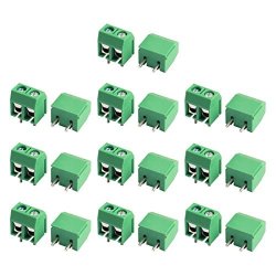 Aexit 20PCS 12A 300V 2WAY Screw Terminal Block Connector 5.08MM Pitch Green