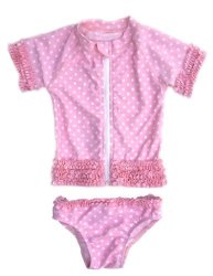Sassy Surfer - Pink Uv Sun Protective Rash Guard Swimsuit Set By Swimzip Swimwear Pink 2T