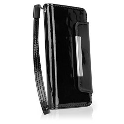 Iphone 5S Case Boxwave Designio Patent Leather Clutch Case Italian Patent Leather Wristlet Cover W wallet For Apple Iphone 5S Se 5 - Nero Black