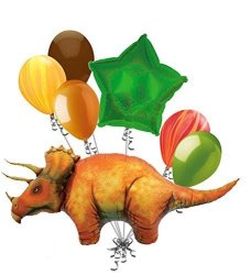 Anagram 7 PC Triceratops Dinosaur Shape Balloon Bouquet Party Decoration Happy Birthday