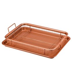 Copper Chef 2-PIECE Non-stick Bakeware Set For Oven With Crisper Pan And Cookie Sheet 13 X 9-INCH N5O4RBL Copper