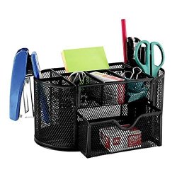 Ylucky 9 Slot Wire Mesh Office Supplies Caddy Desk Accessories