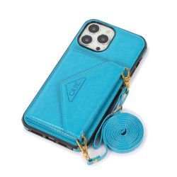 Crossbody Strap Anti Drop Leather Wallet Case For Iphone 14 Pro