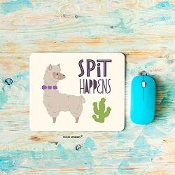 Hgod Designs Gaming Mouse Pad Llamas Alpaca Cute Llamas With Cactus And Lettering Quote Spit Happens Mousepad Rectangle Non-slip Rubber Mouse Pads 7.9"X9.5"