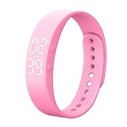 Inlar Activity Tracker Watch Heart Rate Monitor Watch Pedometer Smart Bracelet Wristband Waterproof Screen Display Pink