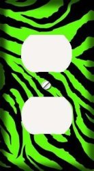 Lime Green Jagged Zebra Skin Print Outlet Cover