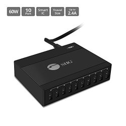 Siig 60W 10 Port USB Wall Charger - USB Multi Port Charging Station - Portable Travel Charger For Iphones Ipads Samsung LG Kindle & More