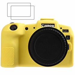 Zlmc Eos Rp Silicone Rubber Case Appliable For Eos Rp Canon Camera Protective Soft Cover Full Body Skin Yellow + 2 Packs Eos Rp Screen Protector Glass