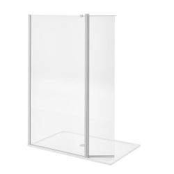 Remix Shower Screen And Arm Silver With Clear Glass W100CMXH200CM