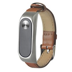 For Xiaomi Mi Band 2 Watchband Sinfureplacement Business Leather Wristband Bracelet Accessory Brown