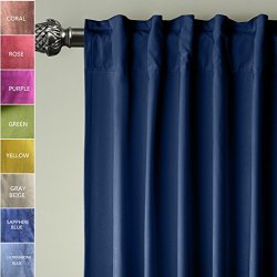 ChadMade Set Of 2 Back Tab rod Pocket 2 In 1 Heading Matt Velvet Curtain Panel Drapery In Sapphire Blue 50" W X 84"L Each Birkin Collection