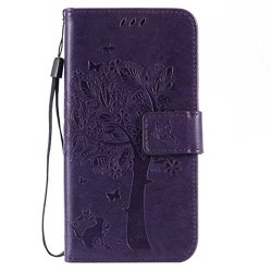 Huawei Y5II Case Huawei Y5 2 Case Gift_source Card Slot Magnetic Closure Pu Leather Cat Tree Butterfly Embossed Wallet Folio Case With Wrist Strap