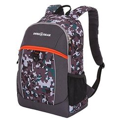 Swiss Gear Black Orange Digital 17.5 Inch Backpack With Side Mesh Pockets
