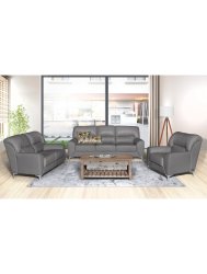 Dove Malibu 3PCE Grey Leather Uppers Lounge Suite