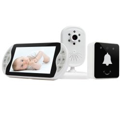 S528 5 Inch High Definition Lcd Screen Baby Monitor + Peephole Door Bell Kit Support Motion Detect
