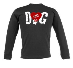 Dog Love Unisex Long Sleeve T-shirt - Black Size: L