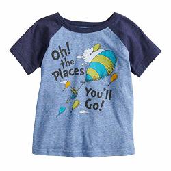 Jumping Beans Toddler Boys 2T-5T Dr Seuss Oh The Places Graphic Tee 3T Royal Snow Heather
