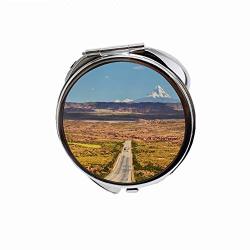 Huayuanhurug Parks Blue America High Mountains Bolivia Nature Stone Alpaca Chile Clouds Day Design MINI Round Makeup Mirror For Women And Girl Portable Folding Cosmetic