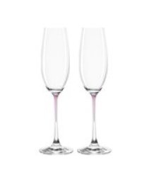 Clear Champagne Glass With Purple Stem La Perla Set Of 2