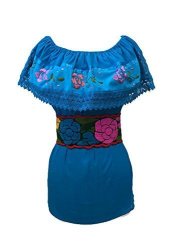 Traditional Mexican Embroidered Colorful Floral Belt Red