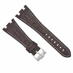 28MM Leather Watch Strap Band For Ap 42MM Audemars Piguet Roo Brown White Top Qy