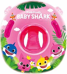Lemmings Company Baby Shark Inflatabe Kids Swim Seat Pool Float Ring Dual Handle Swimming Pool Accessories For The Age Of 3 6 Years 22-44 Lbs Pink
