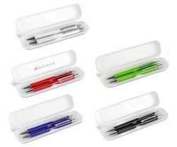 Tag Team Pen And Pencil Set - Avail In: Black White Red Lime