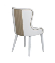 Flower Dining Chair In White Leather