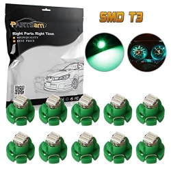 Partsam 10 X Green T3 Neo Wedge 2 Smd LED For A c Heater Climate Control Instrument Panel