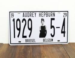 Decorative License Plate - Vintge Plate Signs Brussel Belgium "audrey Hepburn 1929" Art Wall Decor