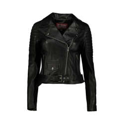 Women's Cargo Biker 100% Leather Jacket- - 5XL