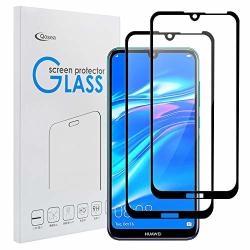 Qoosea Compatible With Huawei Y7 Pro 2019 Screen Protector 2 Pack Ultra-thin 3D Full Coverage 9H Hardness Crystal Scratch Resistant Tempered Glass Compatible With