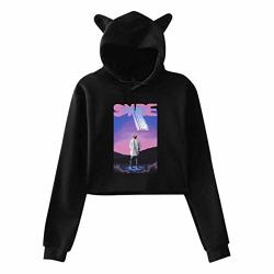 Annabguillaume Women's Syre Jaden Smith Casual Long Sleeve Cat Ear Hoodie Sweater Hoodie Pullover Black M