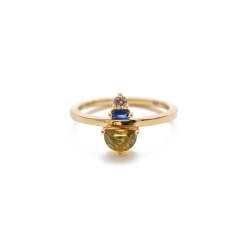 Tourmaline Sapphire And Diamond Stack Ring In Yellow Gold