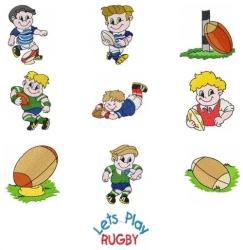 Machine Embroidery Design Set - Rugby Boys 10 In The Set