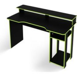 Linx Gamer Desk With Monitor Stand Black Green