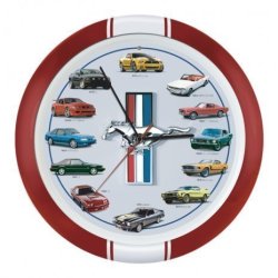 History Of Mustang Sound Clock - 13 Inch - Red By Mark Feldstein & Associates Inc.