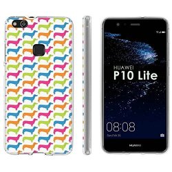 Huawei P10 Lite Tpu Silicone Phone Case Mobiflare Clear Ultraflex Thin Gel Phone Cover - Dog Print Pattern For Huawei P10 Lite 5.2" Screen