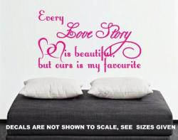 Free Ship low Courier - Love Story Romantic Quote Wall Sticker 7- Lrg 60+ Colours