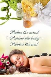 Global Printing Services Nail Salon Poster - Hot Stone Relaxation Day Massage Spa Nail Salon Quote Floral Oil Poster || NSD-029 24IN X 36IN Poster Polymatte
